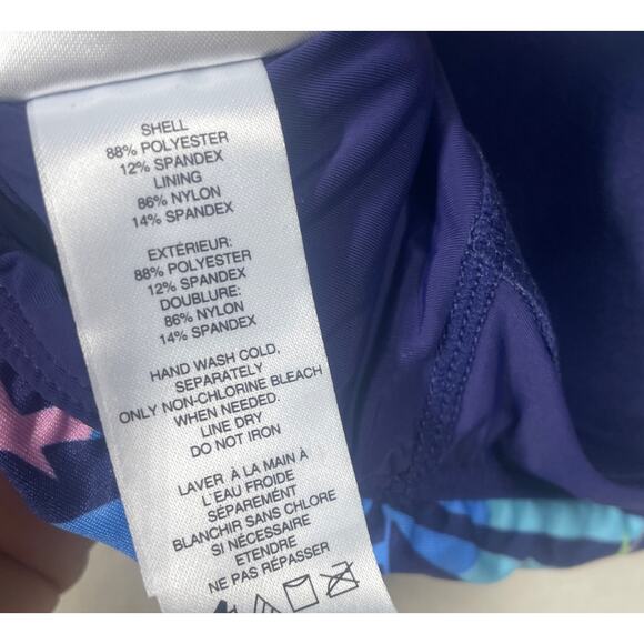 ModCloth XS Tie Shoulder Bikini Top Swimwear Blue Tropical Palm Leaf - Picture 8 of 8